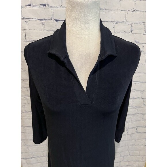 Chicos Chico’s Travelers Top Blouse Shirt Black Acetate No Wrinkle Size 0/S/4 - Picture 2 of 8